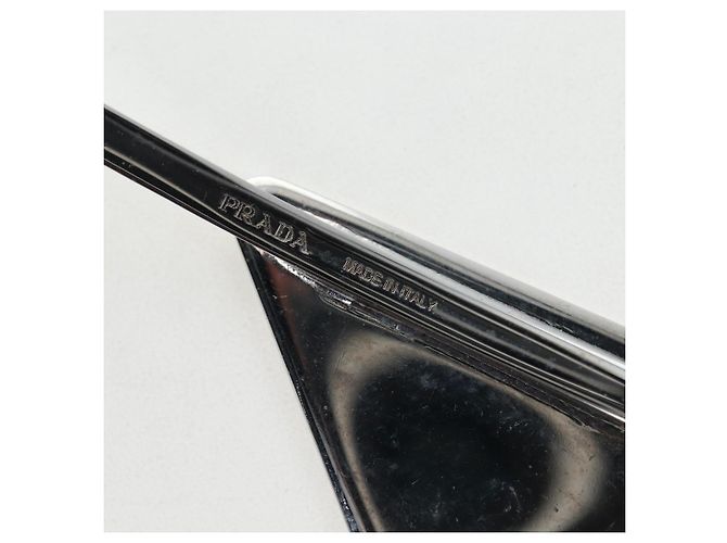 PRADA Haarklammern 2er Set Haarspangen Metall Silber Blau Auth 206677M - Ansicht 4