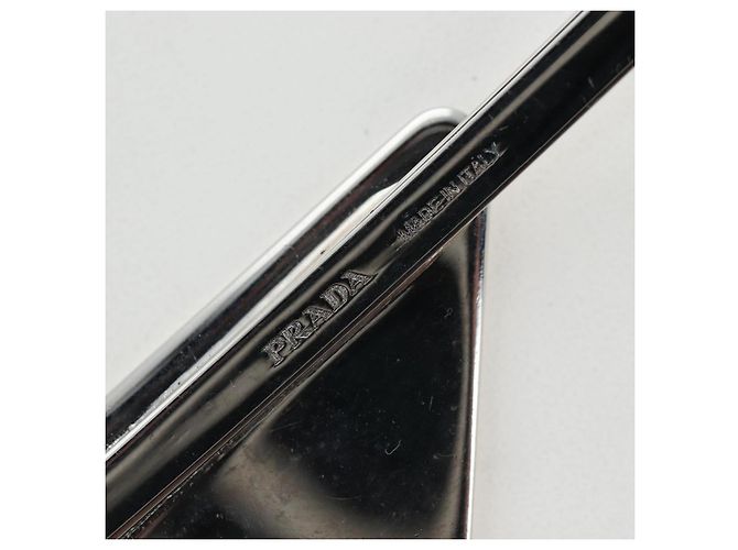 PRADA Haarklammern 2er Set Haarspangen Metall Silber Blau Auth 206677M - Ansicht 9