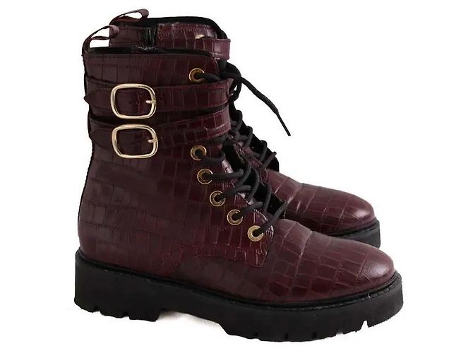 Claudie Pierlot Botas de cordones burdeos - vista 3