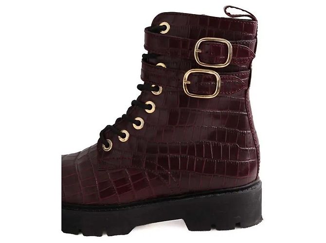 Claudie Pierlot Botas de cordones burdeos - vista 4