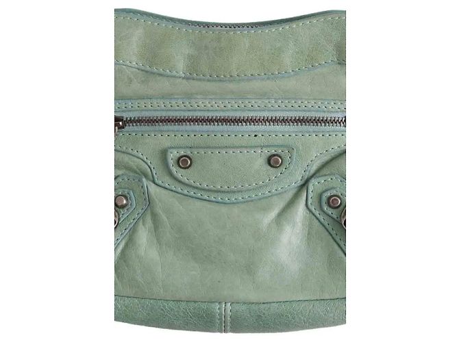 Pochette Balenciaga Le City in pelle verde - vista 2