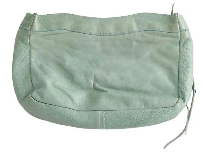 Pochette Balenciaga Le City in pelle verde - vista 3