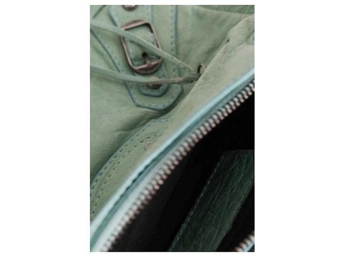 Pochette Balenciaga Le City in pelle verde - vista 5