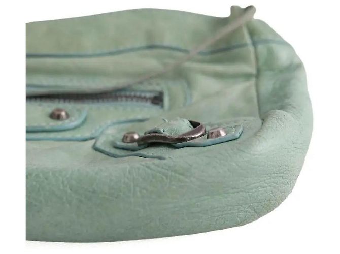 Pochette Balenciaga Le City in pelle verde - vista 6