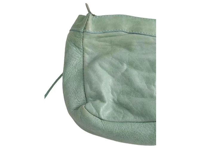 Pochette Balenciaga Le City in pelle verde - vista 7
