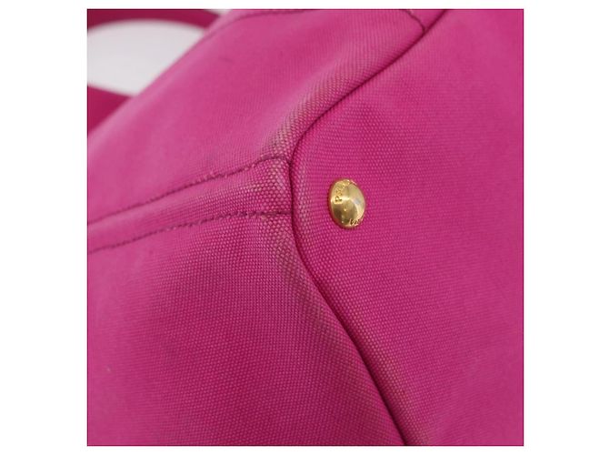 Bolso de mano PRADA Canapa L Canvas Rosa Oro Auth 206733A Dorado - vista 11