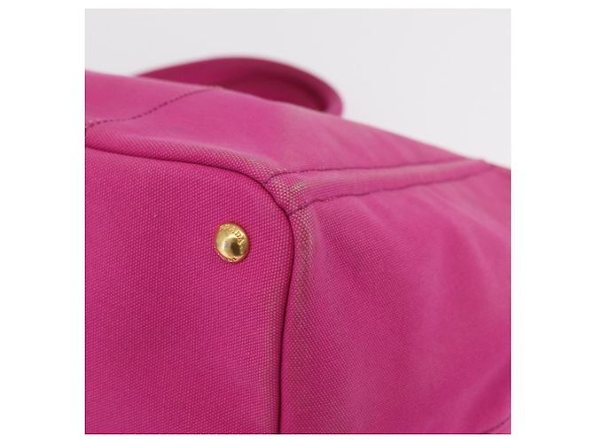 Bolso de mano PRADA Canapa L Canvas Rosa Oro Auth 206733A Dorado - vista 12