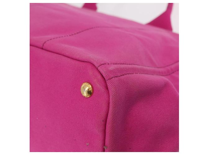 Bolso de mano PRADA Canapa L Canvas Rosa Oro Auth 206733A Dorado - vista 14