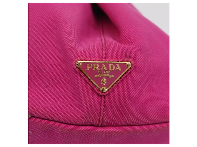 Bolso de mano PRADA Canapa L Canvas Rosa Oro Auth 206733A Dorado - vista 15