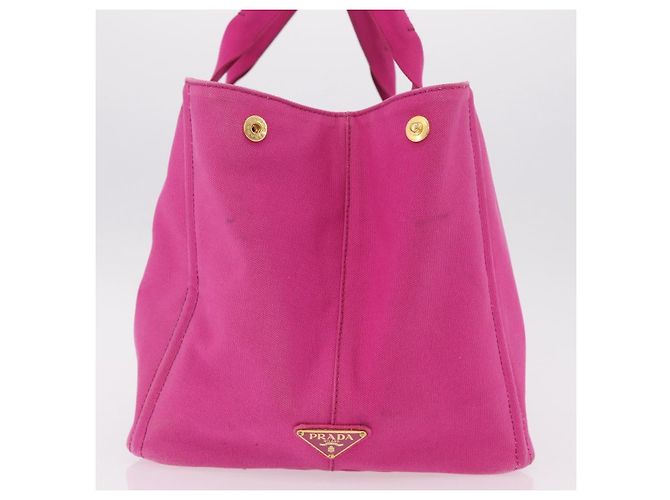Bolso de mano PRADA Canapa L Canvas Rosa Oro Auth 206733A Dorado - vista 6
