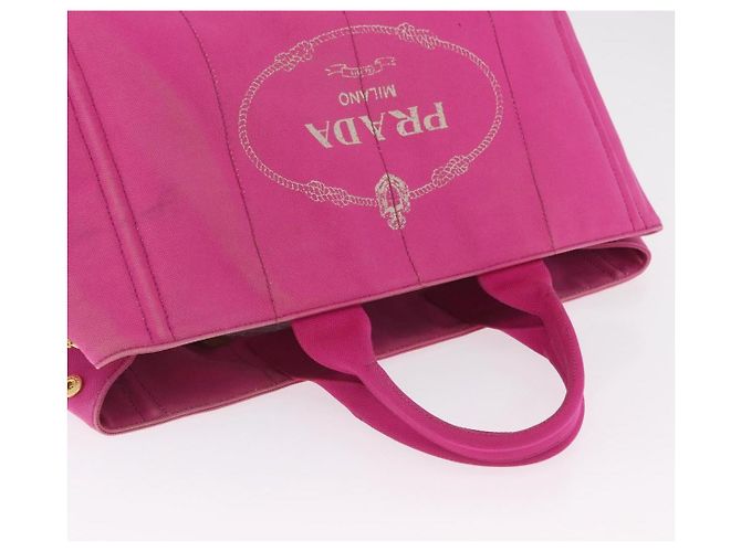 Bolso de mano PRADA Canapa L Canvas Rosa Oro Auth 206733A Dorado - vista 7