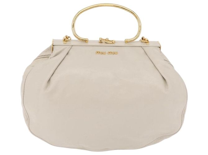 Bolso de mano Miu Miu de cuero 2way White Gold Auth 167659M Blanco Dorado - vista 13