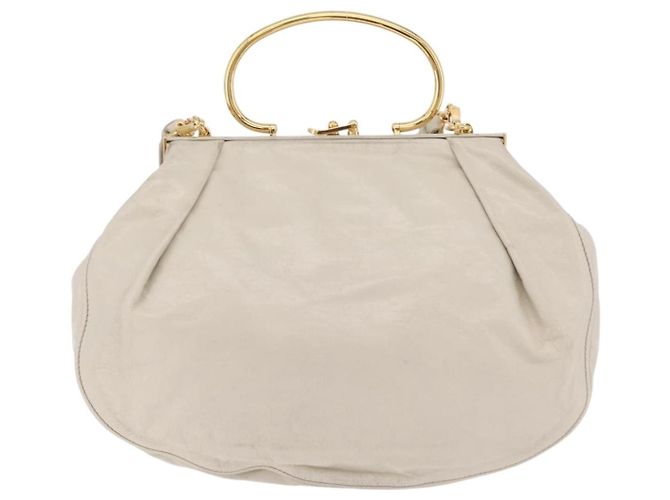 Bolso de mano Miu Miu de cuero 2way White Gold Auth 167659M Blanco Dorado - vista 2