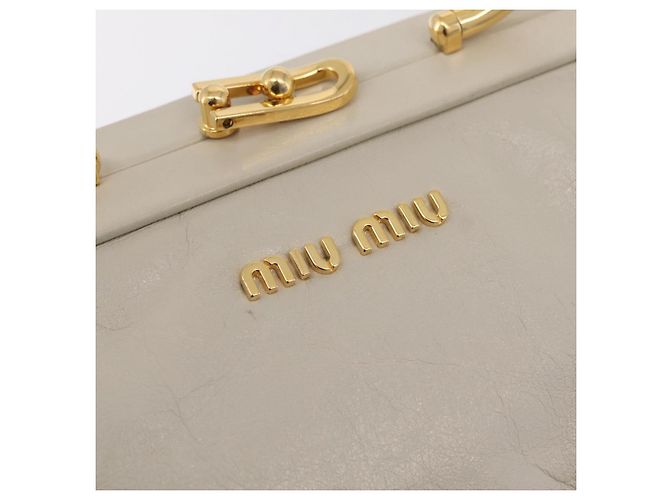 Bolso de mano Miu Miu de cuero 2way White Gold Auth 167659M Blanco Dorado - vista 21