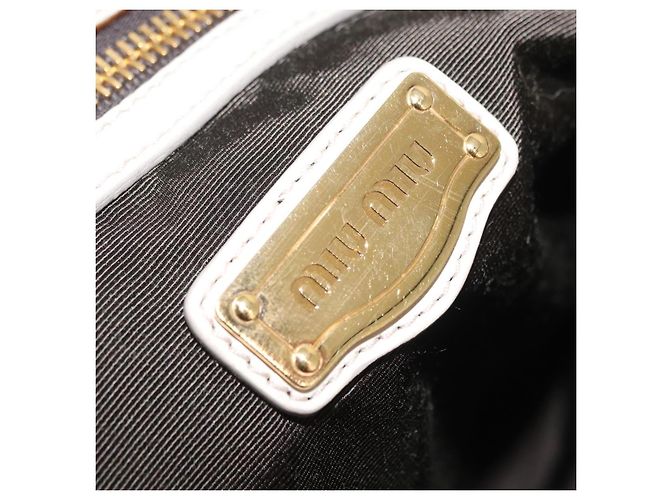 Bolso de mano Miu Miu de cuero 2way White Gold Auth 167659M Blanco Dorado - vista 23