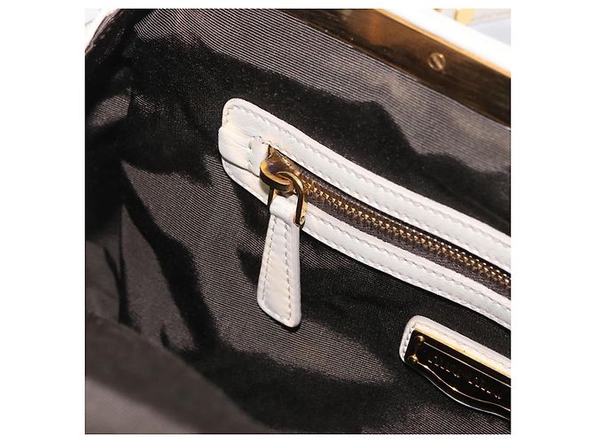 Bolso de mano Miu Miu de cuero 2way White Gold Auth 167659M Blanco Dorado - vista 26