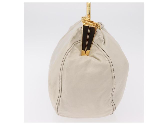 Bolso de mano Miu Miu de cuero 2way White Gold Auth 167659M Blanco Dorado - vista 4