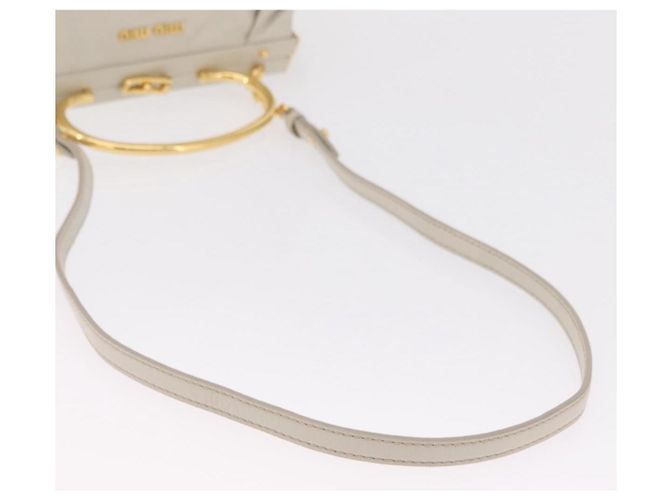 Bolso de mano Miu Miu de cuero 2way White Gold Auth 167659M Blanco Dorado - vista 8