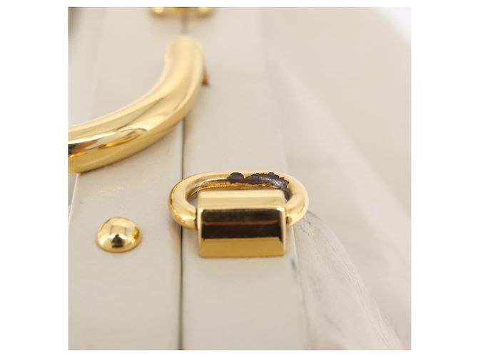 Bolso de mano Miu Miu de cuero 2way White Gold Auth 167659M Blanco Dorado - vista 9