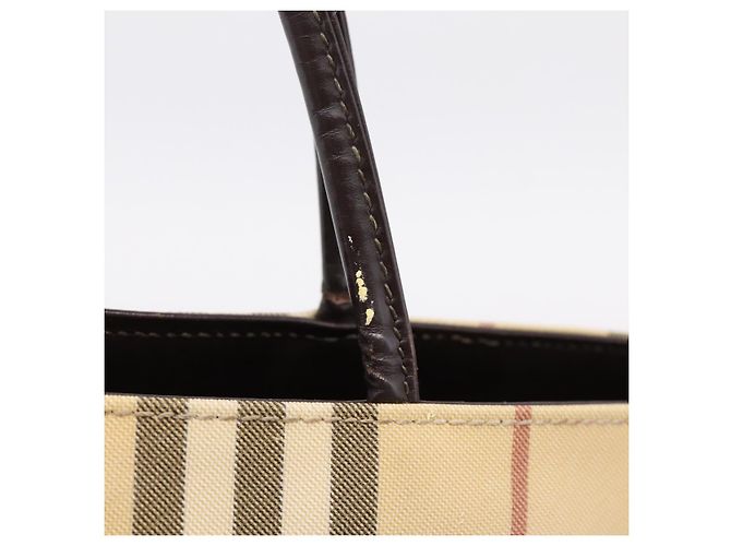 Bolso Tote BURBERRY Nova Check PVC Beige Silver Auth 205379 Plata - vista 15