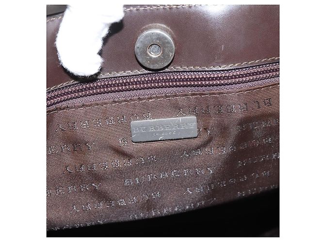 Bolso Tote BURBERRY Nova Check PVC Beige Silver Auth 205379 Plata - vista 16