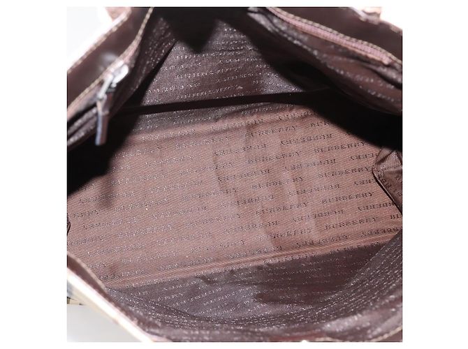 Bolso Tote BURBERRY Nova Check PVC Beige Silver Auth 205379 Plata - vista 17