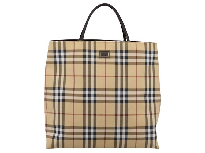 Bolso Tote BURBERRY Nova Check PVC Beige Silver Auth 205379 Plata - vista 2