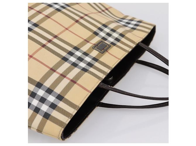 Bolso Tote BURBERRY Nova Check PVC Beige Silver Auth 205379 Plata - vista 6
