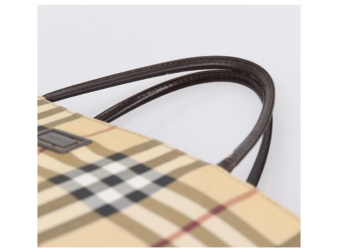 Bolso Tote BURBERRY Nova Check PVC Beige Silver Auth 205379 Plata - vista 8