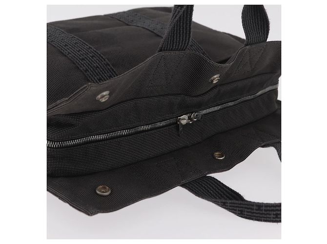 Hermès Sac à main HERMES Her Line MM Canvas Gris Argent Auth 202502A Marron Argenté - vue 7