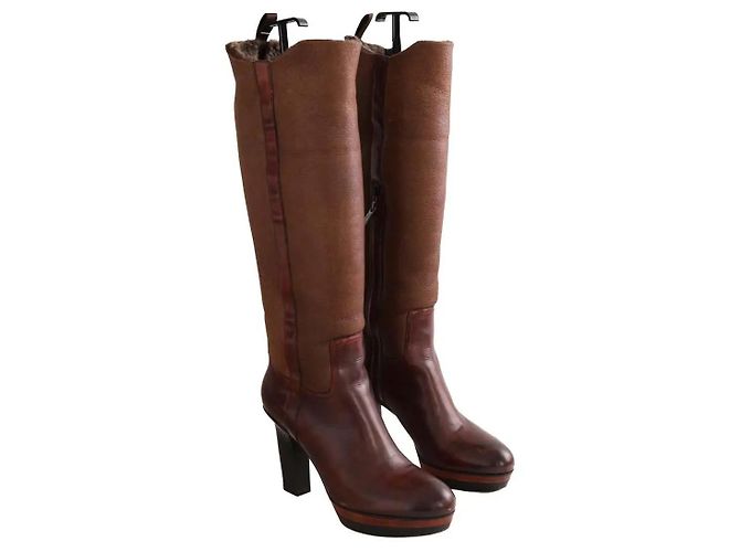 Santoni Stiefel aus braunem Leder - Ansicht 3