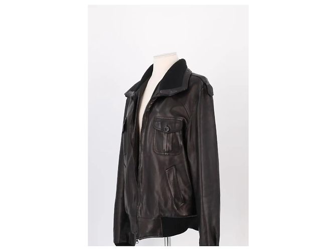Chaqueta Jitrois de cuero marrón Castaño - vista 2