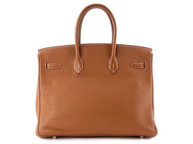 HERMÈS - Borsa a mano Hermès Birkin 35 in pelle clémence marrone gold - vista 3