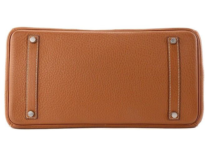 HERMÈS - Borsa a mano Hermès Birkin 35 in pelle clémence marrone gold - vista 4