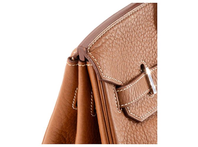 HERMÈS - Borsa a mano Hermès Birkin 35 in pelle clémence marrone gold - vista 7