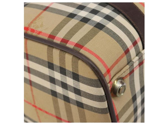 Burberrys Nova Check Boston Bag Canvas Beige Gold Ton Auth BA16134 - Ansicht 11