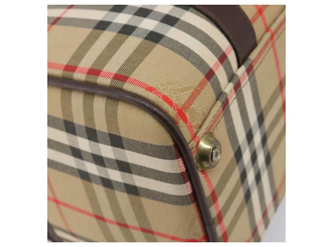 Burberrys Nova Check Boston Bag Canvas Beige Gold Ton Auth BA16134 - Ansicht 13