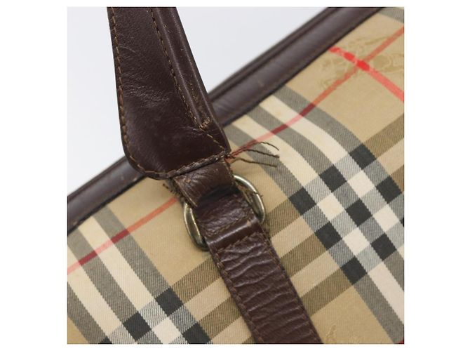 Burberrys Nova Check Boston Bag Canvas Beige Gold Ton Auth BA16134 - Ansicht 14
