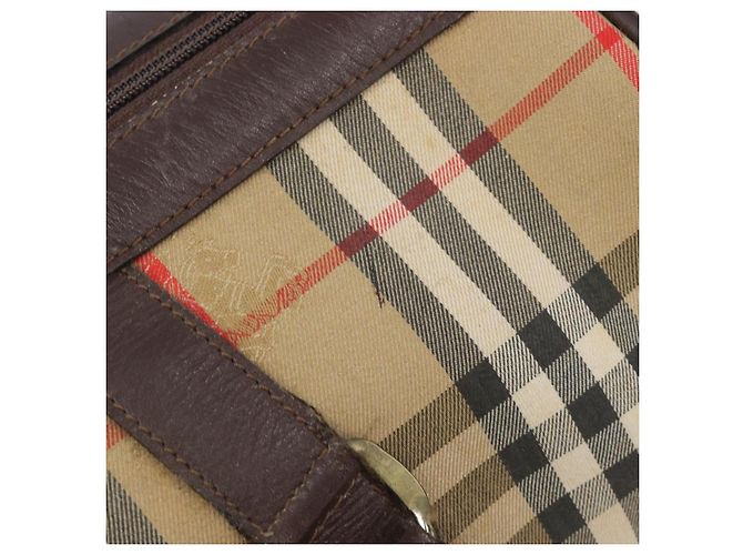 Burberrys Nova Check Boston Bag Canvas Beige Gold Ton Auth BA16134 - Ansicht 15