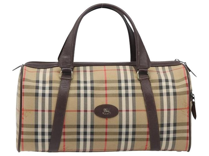 Burberrys Nova Check Boston Bag Canvas Beige Gold Ton Auth BA16134 - Ansicht 2