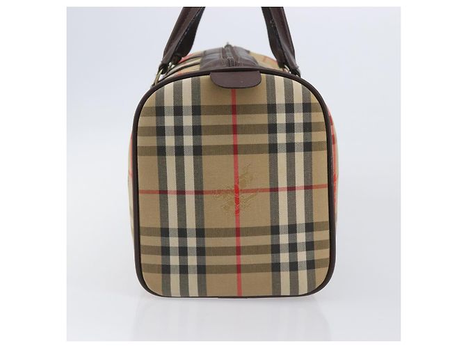 Burberrys Nova Check Boston Bag Canvas Beige Gold Ton Auth BA16134 - Ansicht 4