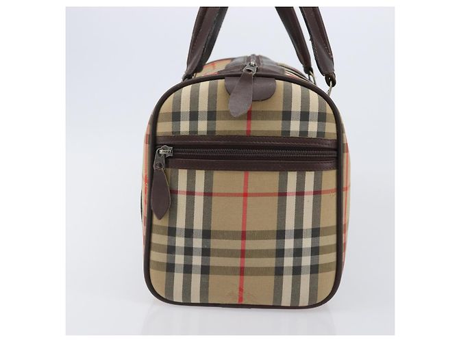 Burberrys Nova Check Boston Bag Canvas Beige Gold Ton Auth BA16134 - Ansicht 5