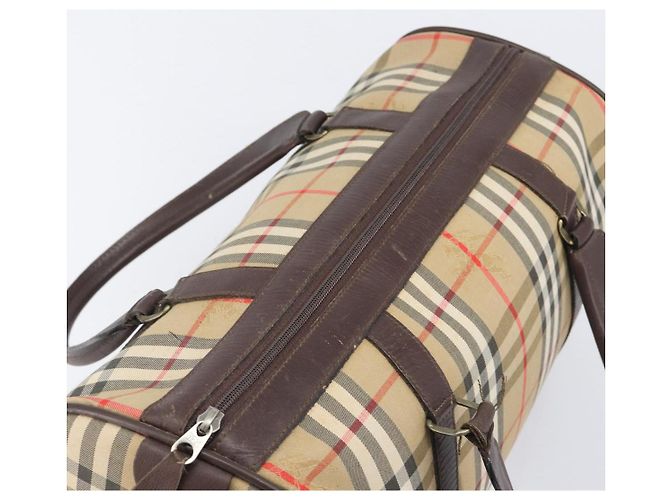 Burberrys Nova Check Boston Bag Canvas Beige Gold Ton Auth BA16134 - Ansicht 6