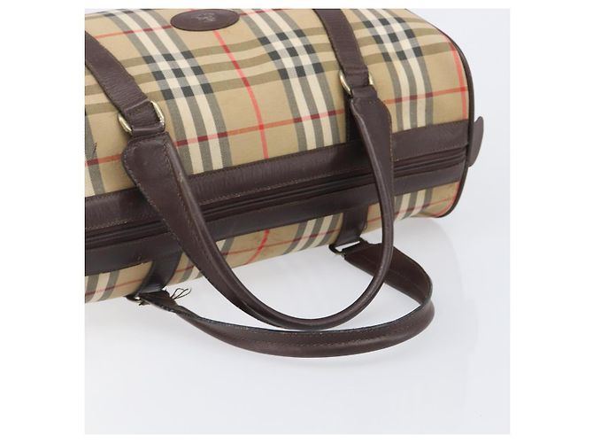 Burberrys Nova Check Boston Bag Canvas Beige Gold Ton Auth BA16134 - Ansicht 7