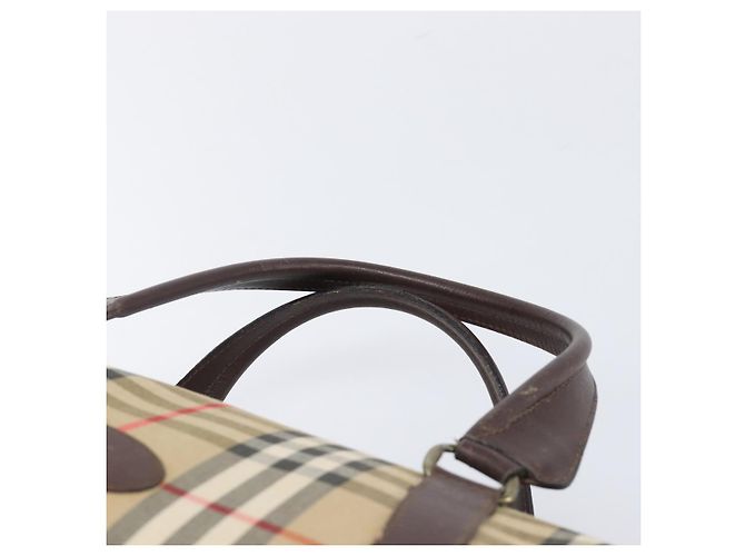 Burberrys Nova Check Boston Bag Canvas Beige Gold Ton Auth BA16134 - Ansicht 8