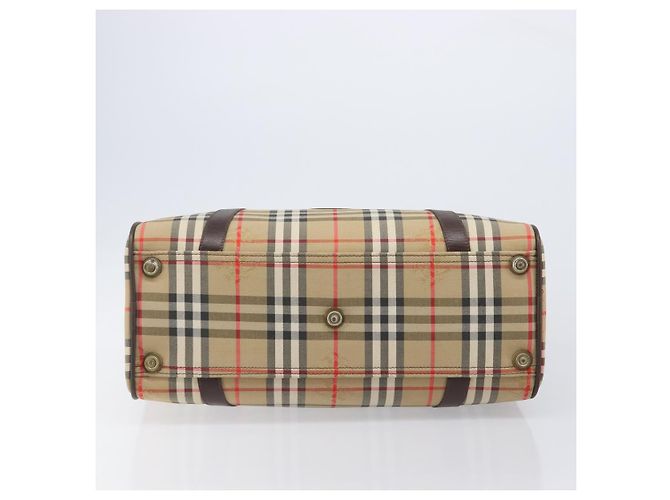 Burberrys Nova Check Boston Bag Canvas Beige Gold Ton Auth BA16134 - Ansicht 9
