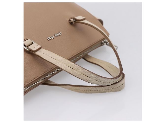 Miu Miu Handtasche aus Leder Beige Silver Auth bs37489 Silber - Ansicht 8