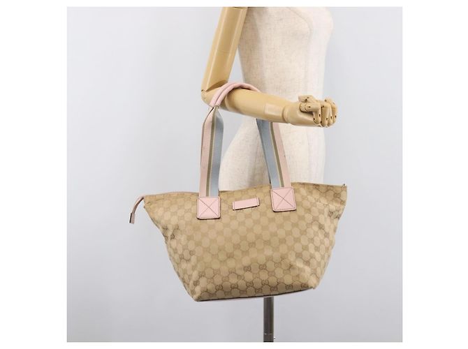 Borsa a mano GUCCI GG Canvas Sherry Line Beige Gold 131230 Auth 205412 D'oro - vista 28