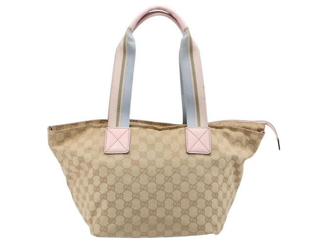 Borsa a mano GUCCI GG Canvas Sherry Line Beige Gold 131230 Auth 205412 D'oro - vista 3