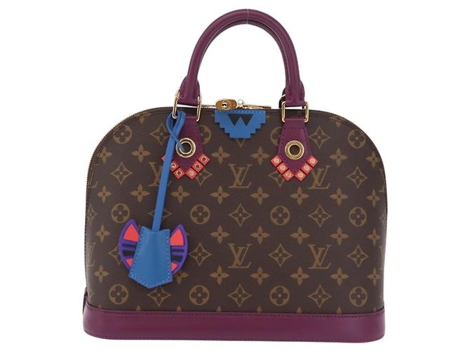 LOUIS VUITTON Monogram Totem Alma PM Hand Bag Purple LV Auth 206881SAM Roxo Monograma - vista 13